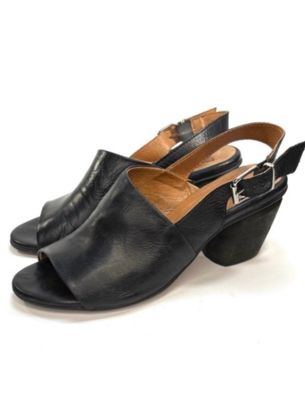 Miz Mooz Slingback Black Leather Heeled Sandals | 37